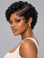 Loyalrose Pixie wig Finger wave 8 inches side part Multicolors 100% human hair Glueless frontal lace 13*4