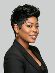 Loyalrose Pixie wig Black color Tapered sides and back Full lace 100% Human Hair style 4