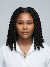 Loyalrose Braided wig Bob full lace black color Pre-styled without glue Spring twist Thick braid African style