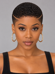 Loyalrose Pixie wig Afro Lowcut 6 inches Black 100% human hair Glueless with Full lace TWA with Fade and Hard Part style 41