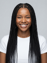 Loyalrose Braided wig full lace black color Pre-styled without glue Goddess Box thin braids style