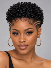 Loyalrose Pixie wig Afro Lowcut 6 inches Black 100% human hair Glueless with Full lace TWA with Fade and Hard Part style 46