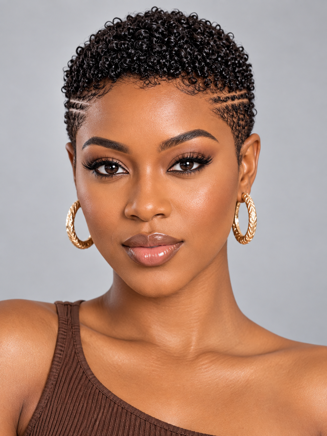 Loyalrose Pixie wig Afro Lowcut 6 inches Black 100% human hair Glueless with Full lace TWA with Fade and Hard Part style 48
