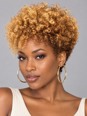 Loyalrose Pixie wig Kinky Curly 8 inches Blond mix brown 100% human hair Glueless machine made