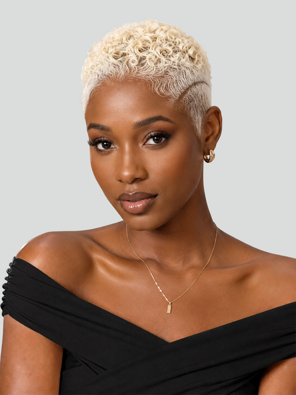 Loyalrose Pixie wig Afro Lowcut 6 inches Blond 100% human hair Glueless with Full lace TWA with Fade and Hard Part style 12