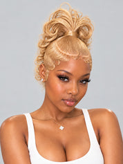 Loyalrose Pre-styled wig Body wave+finger wave lace front 13*6 Blond color without glue with ponytail