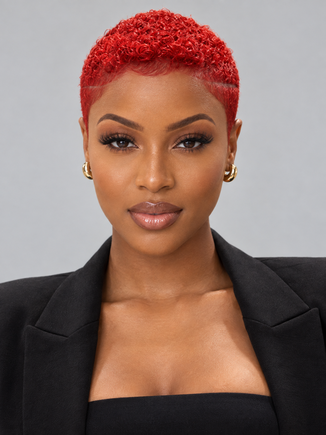 Loyalrose Pixie wig Afro 6 inches Red 100% human hair Glueless with Full lace TWA with Fade and Hard Part style 25