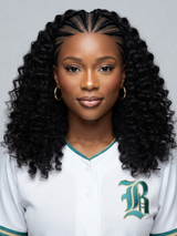 Loyalrose Braided wig Lace frontale 13*4 Black color Pre-styled without glue Cornrow Front Wig with Curly Back style