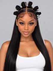 Loyalrose Pre-styled wig Straight Central part frontal lace 13*6 Black color With Bun without glue 20-30 inches