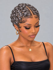 Loyalrose Pixie wig Finger wave 8 inches central part Multicolors 100% human hair Glueless frontal lace 13*4