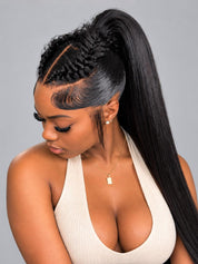 Loyalrose Pre-styled wig Braided Straight lace 360 Black color without glue 20-30 inches