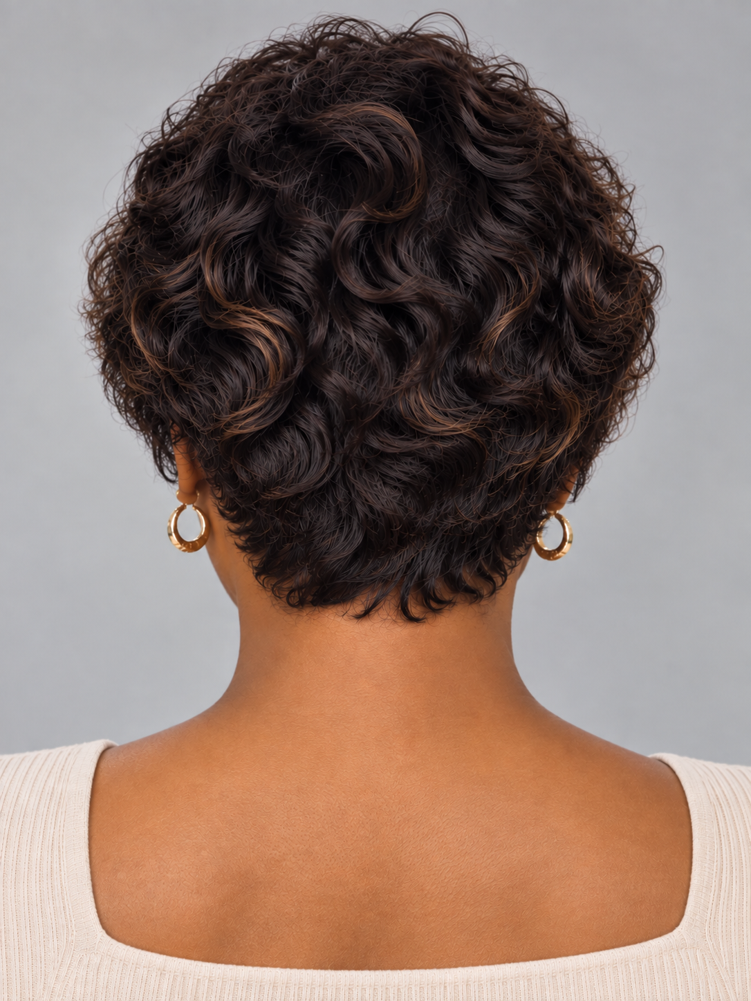 Loyalrose Bob Wig Loose Curly Black mix brown color Side part lace 13x4 Glueless 100% Human Hair