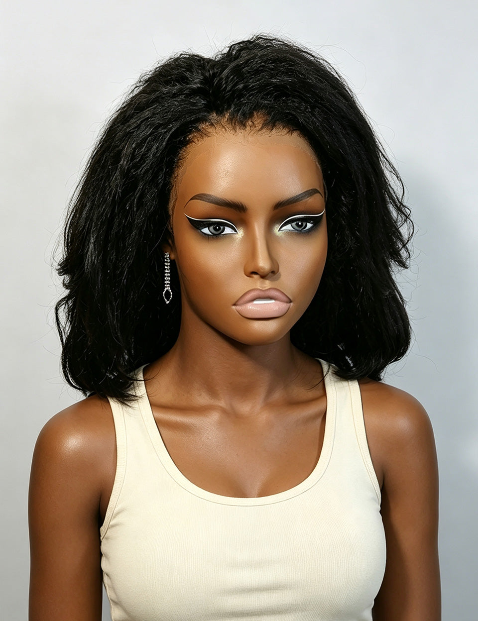 Natural black human hair bob wig side view realistic hairline