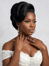 Loyalrose Bridal wig frontal lace 13*6 Kinky straight Black color Pre-styled without glue 100% Vietnamese hair style 7