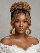 Loyalrose Bridal wig frontal lace 13*6 Brown high light color Pre-styled without glue 100% Vietnamese hair style 3
