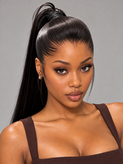 Loyalrose Pre-styled wig Body wave frontal lace 360 free part Black color without glue with Ponytail 26 inches