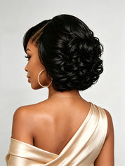 14 inch blunt cut bob wig back view natural black