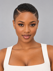 Loyalrose Pixie wig Afro 6 inches Black 100% human hair Glueless with Full lace TWA with Fade and Hard Part style 20