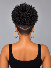 Loyalrose Pixie wig Afro Lowcut 8 inches Black mix blond 100% human hair side part Glueless with Full lace TWA with Fade and Hard Part style 53