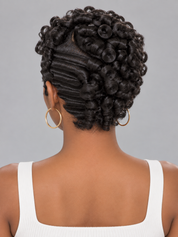 Loyalrose Pixie wig free part Deep curly& Finger wave Black 100% human hair with lace 13*4 Glueless