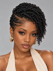 Loyalrose Braided wig full lace black color side part Pre-styled without glue Traditional African TWA with Finger wave+Fade and Hard Part