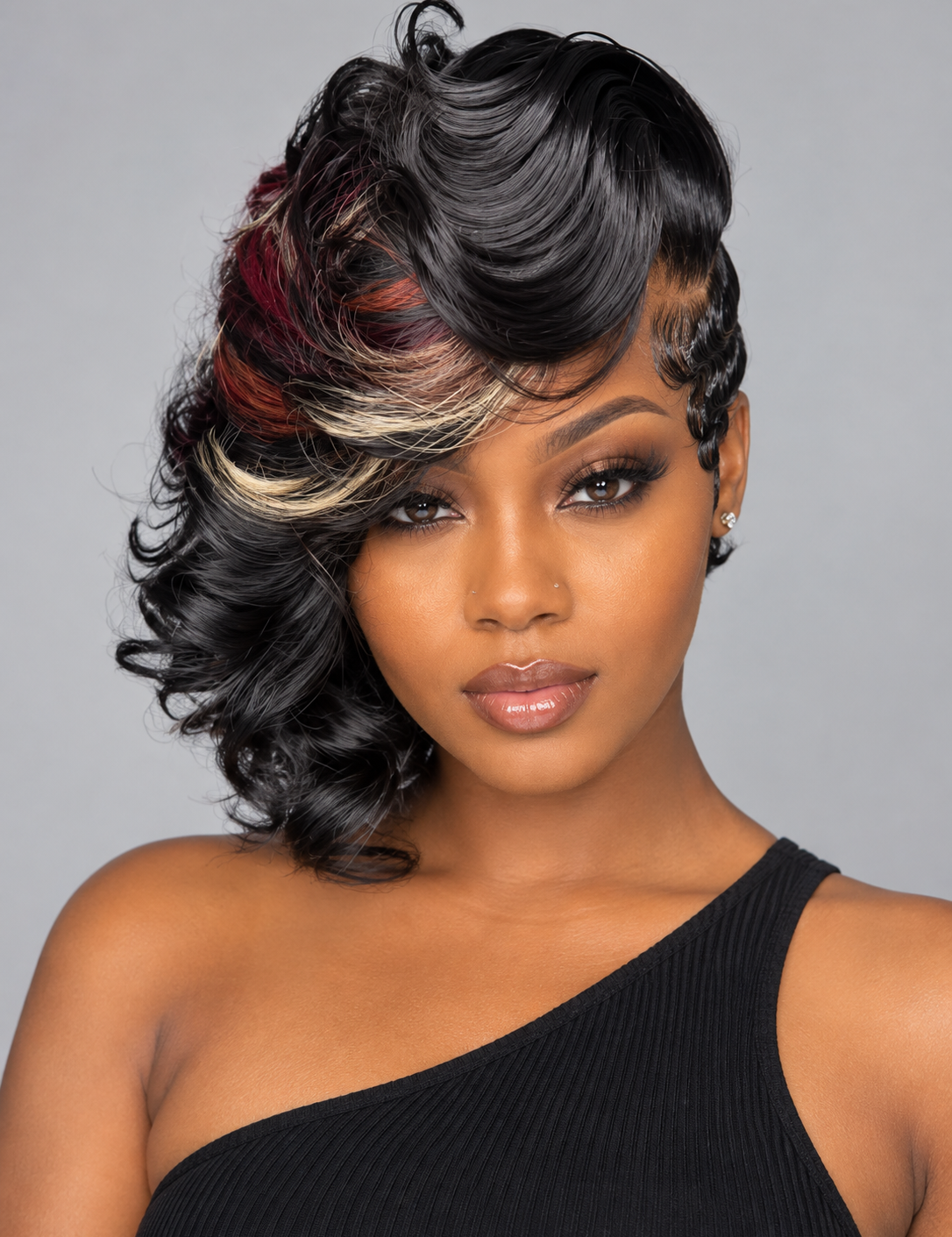 Loyalrose_Bob_Wig_Front_View_Featuring_Finger_Waves_and_Asymmetrical_Highlighted_Bangs.png