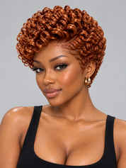 Loyalrose Pixie Wig Curly Copper Side part lace 13x4 Glueless 100% Human Hair