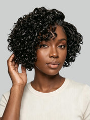 Loyalrose Bob Wig Curly Black color Closure lace 5x5 Glueless 100% Human Hair