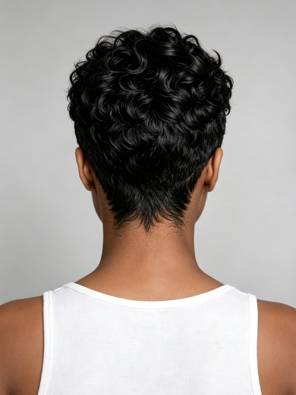 Close up of 13x4 lace front hairline on edgy pixie wig