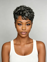 Loyalrose Edgy cut Pixie Finger Wave Wig 13x4 Lace 100% Human Hair
