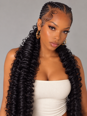 Loyalrose Pre-styled wig Free part Full lace Black color without glue with 2 Long braided