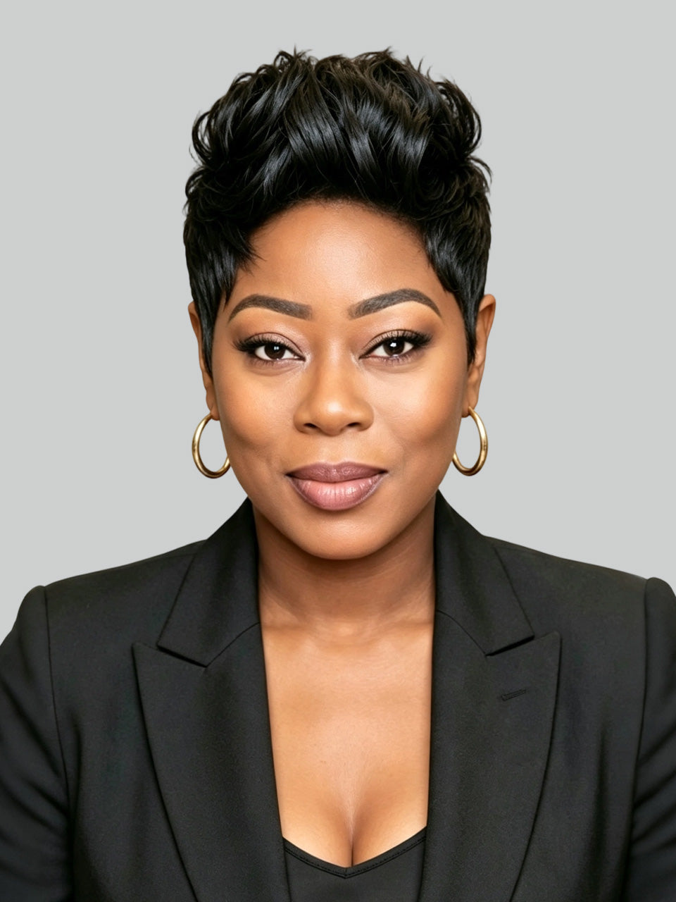 Loyalrose Pixie wig Black color Tapered sides and back Full lace 100% Human Hair style 4