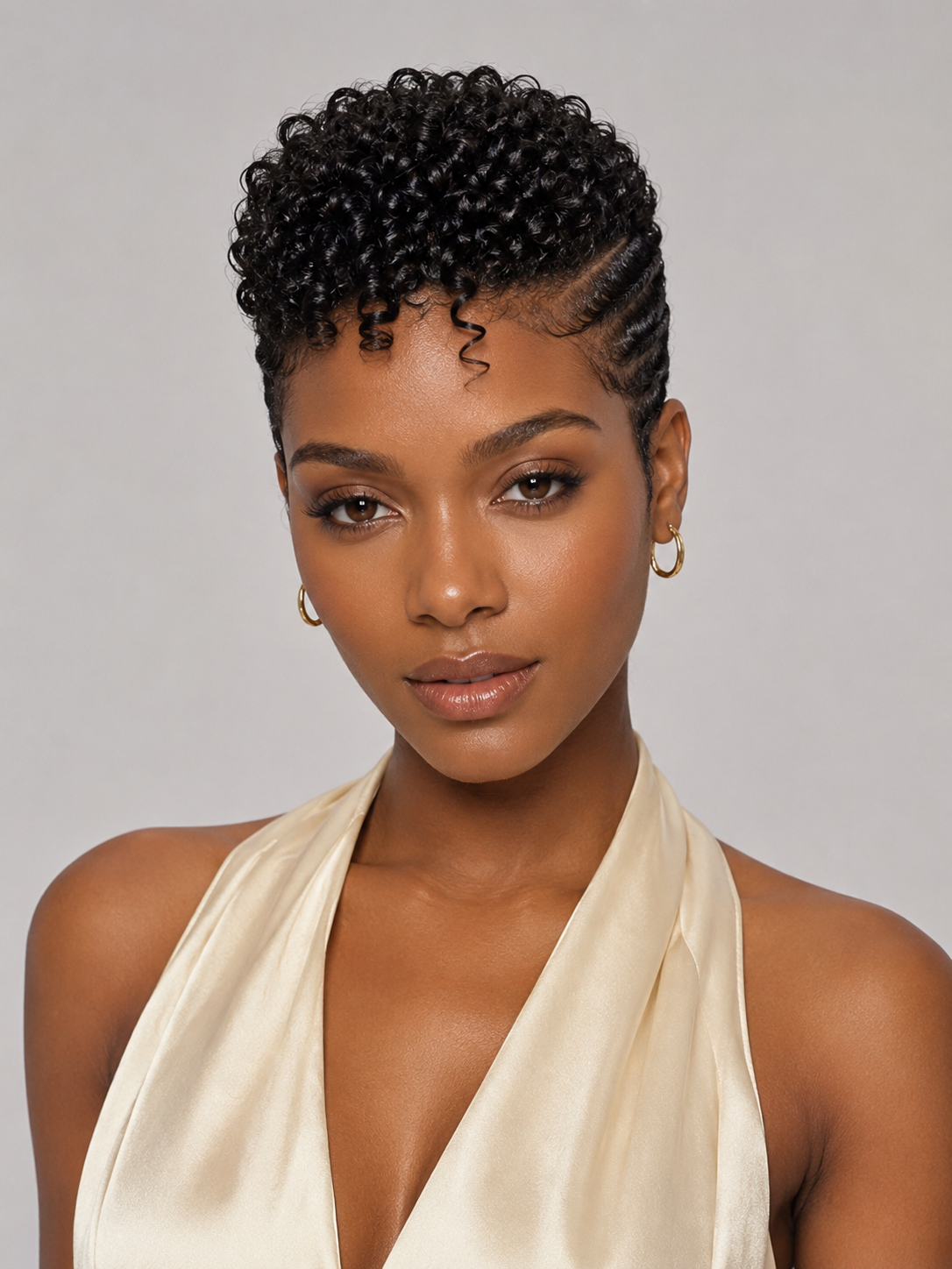 Loyalrose Pixie wig free part kinky curly& Finger wave Black 100% human hair with lace 13*4 Glueless