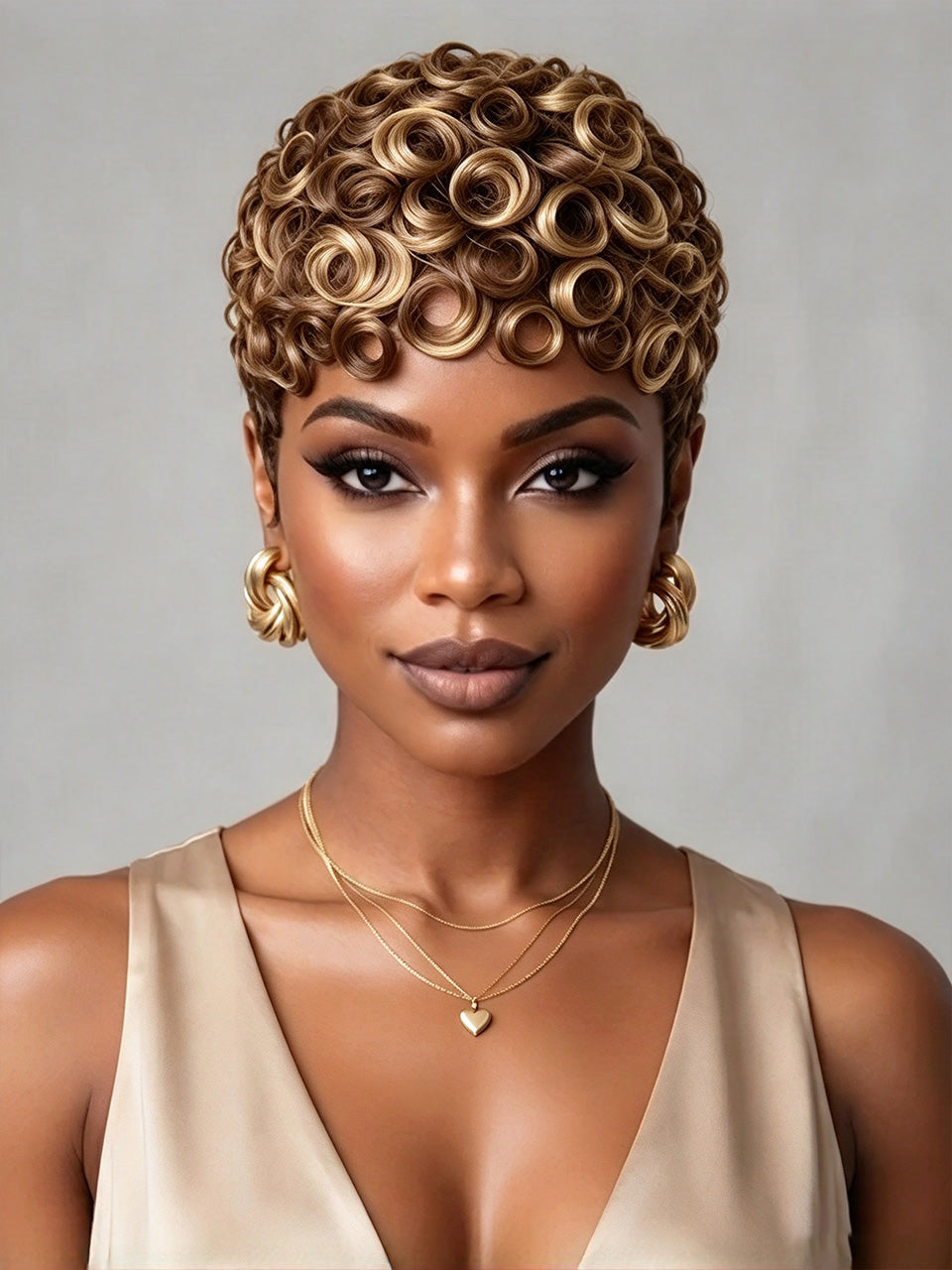 Loyalrose Pixie wig Finger wave Multicolors 100% human hair Glueless Machine made