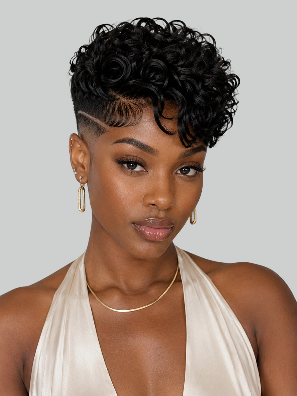 Loyalrose Pixie wig curly 6 inches Black 100% human hair Glueless with Full lace TWA with Fade and Hard Part style 8
