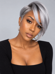 Loyalrose Salt & pepper/Black Pixie Side part Wig Straight 13x4 lace Glueless 100% Human Hair