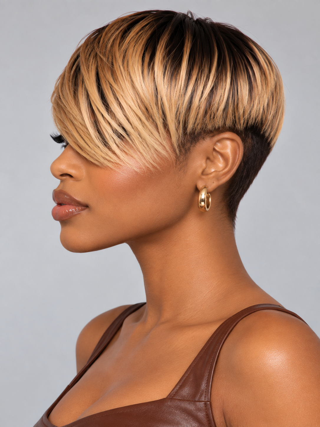 Loyalrose Bob Wig Straight Black mix brown & blond color Side part lace 13x4 Glueless 100% Human Hair