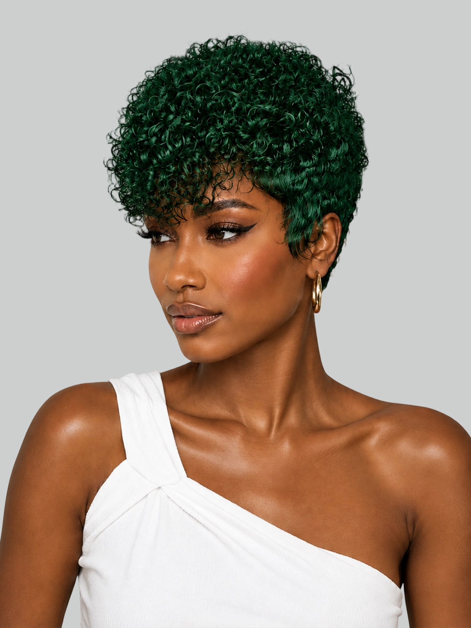 Loyalrose Short Curly Pixie Wig Multiple colors with bang 100% human hair Machine Made