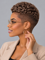 Loyalrose Pixie wig Afro Curly 6 inches Multicolor 100% human hair Glueless with Full lace
