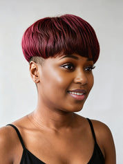 Auburn red short hair topper wiglet for thinning crown coverage