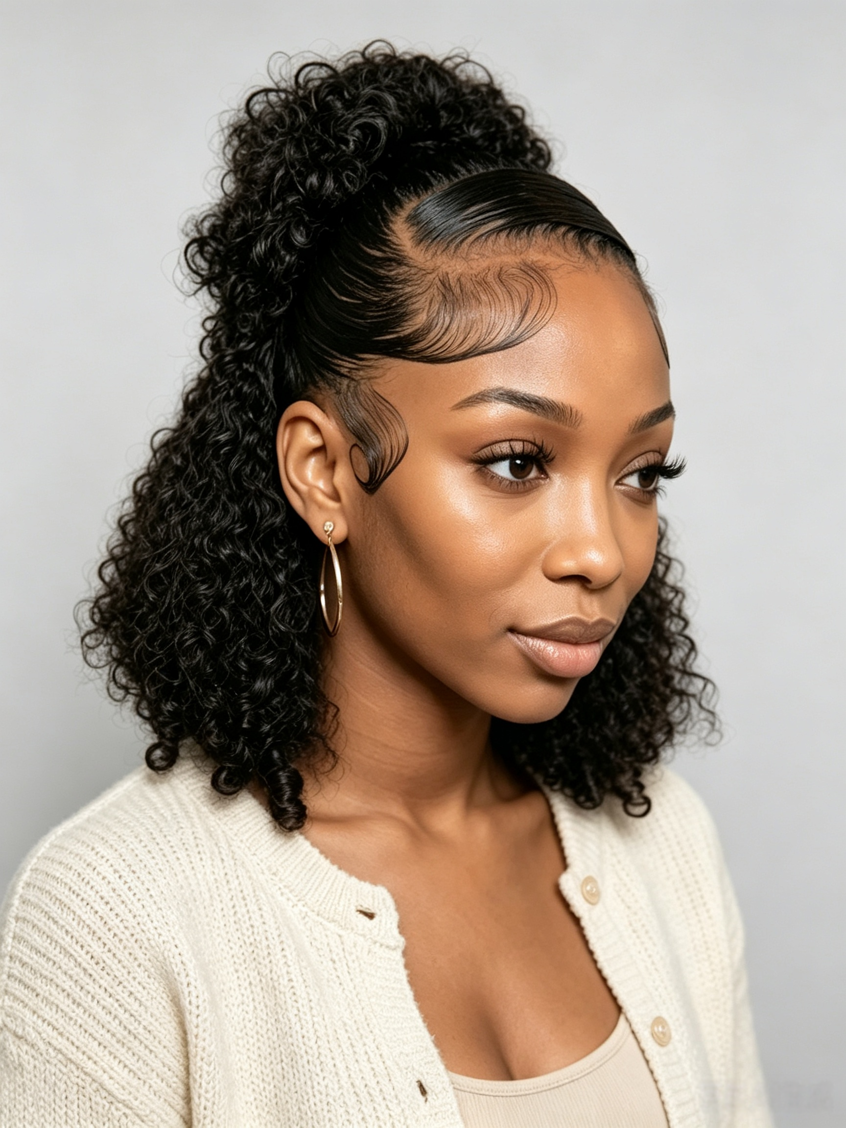 Loyalrose 13x6 Lace curly high ponytail wig with babyhair without glue 100% Human Hair