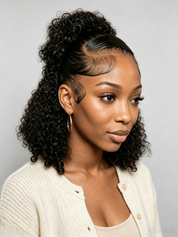 Loyalrose 13x6 Lace curly high ponytail wig with babyhair without glue 100% Human Hair