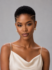 Loyalrose Pixie wig Afro 6 inches Black 100% human hair Glueless with Full lace TWA with Fade and Hard Part style 13