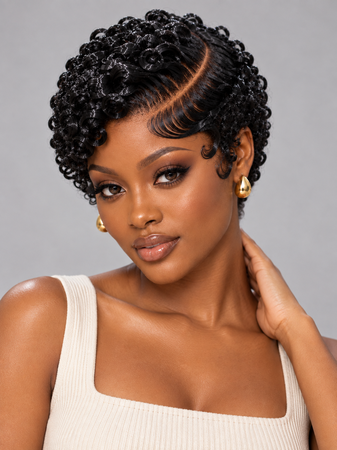 Loyalrose Pixie wig Finger wave 8 inches side part Multicolors 100% human hair Glueless frontal lace 13*4