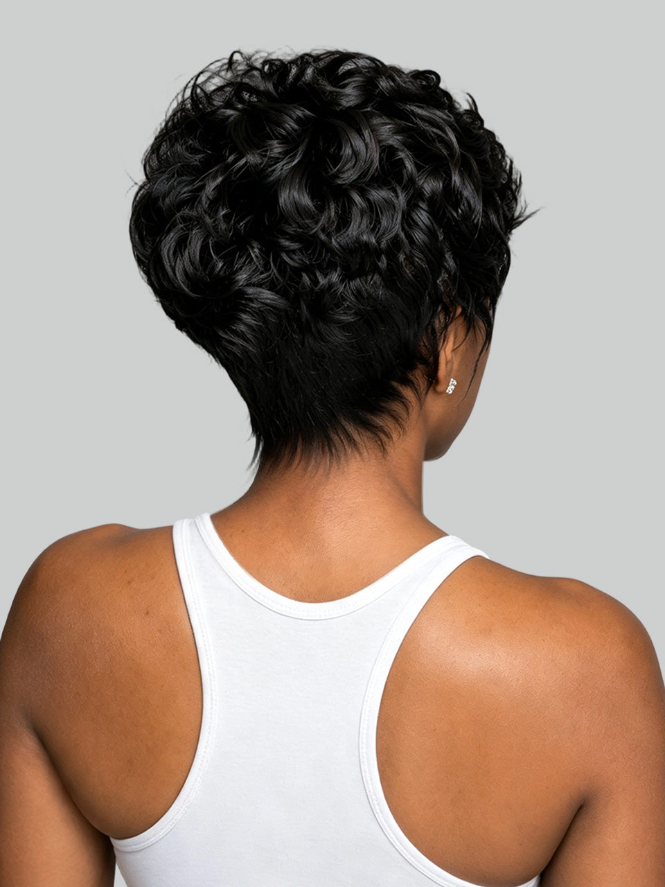 Loyalrose Pixie wig Black color Side part Full lace 100% Human Hair style 3
