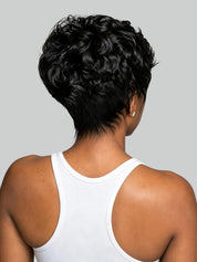 Loyalrose Pixie wig Black color Side part Full lace 100% Human Hair style 3