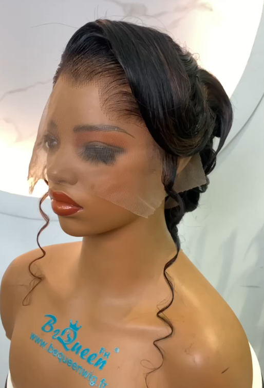 Loyalrose Bridal wig frontal lace 13*4 Black mixed brown Pre-styled without glue 100% Vietnamese hair style 11