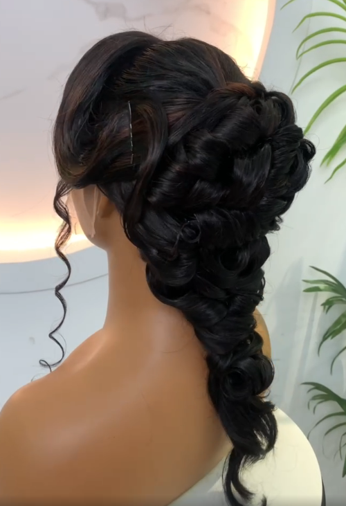 Loyalrose Bridal wig frontal lace 13*4 Black mixed brown Pre-styled without glue 100% Vietnamese hair style 11