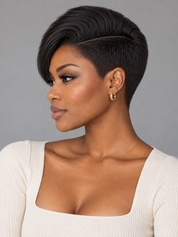 Loyalrose Pixie straight wig Multicolor Side part frontal lace 13*6 100% Human Hair with bang Asymmetrical style