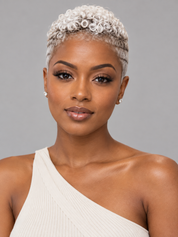 Loyalrose Pixie wig Afro Lowcut 6 inches Salt&Pepper 100% human hair Glueless with Full lace TWA with Fade and Hard Part style 52